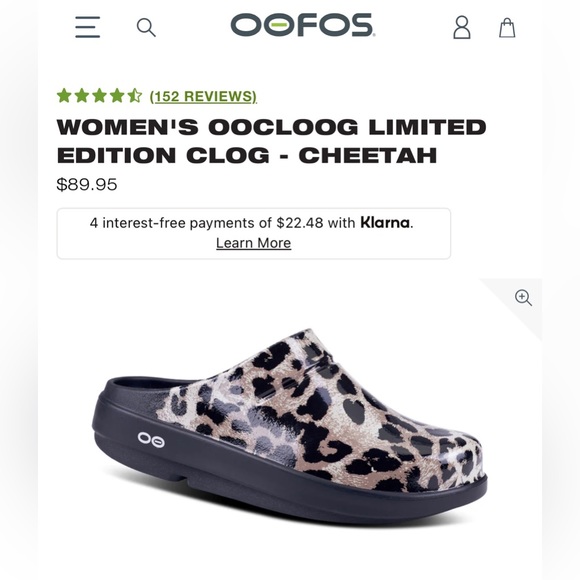 OOFOS Shoes - Oofos OOcloog Limited Edition Clog size 7 in cheetah